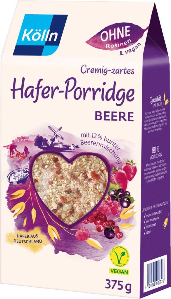 Kölln Oat Porridge Berry 6x375g Value Pack 2250g