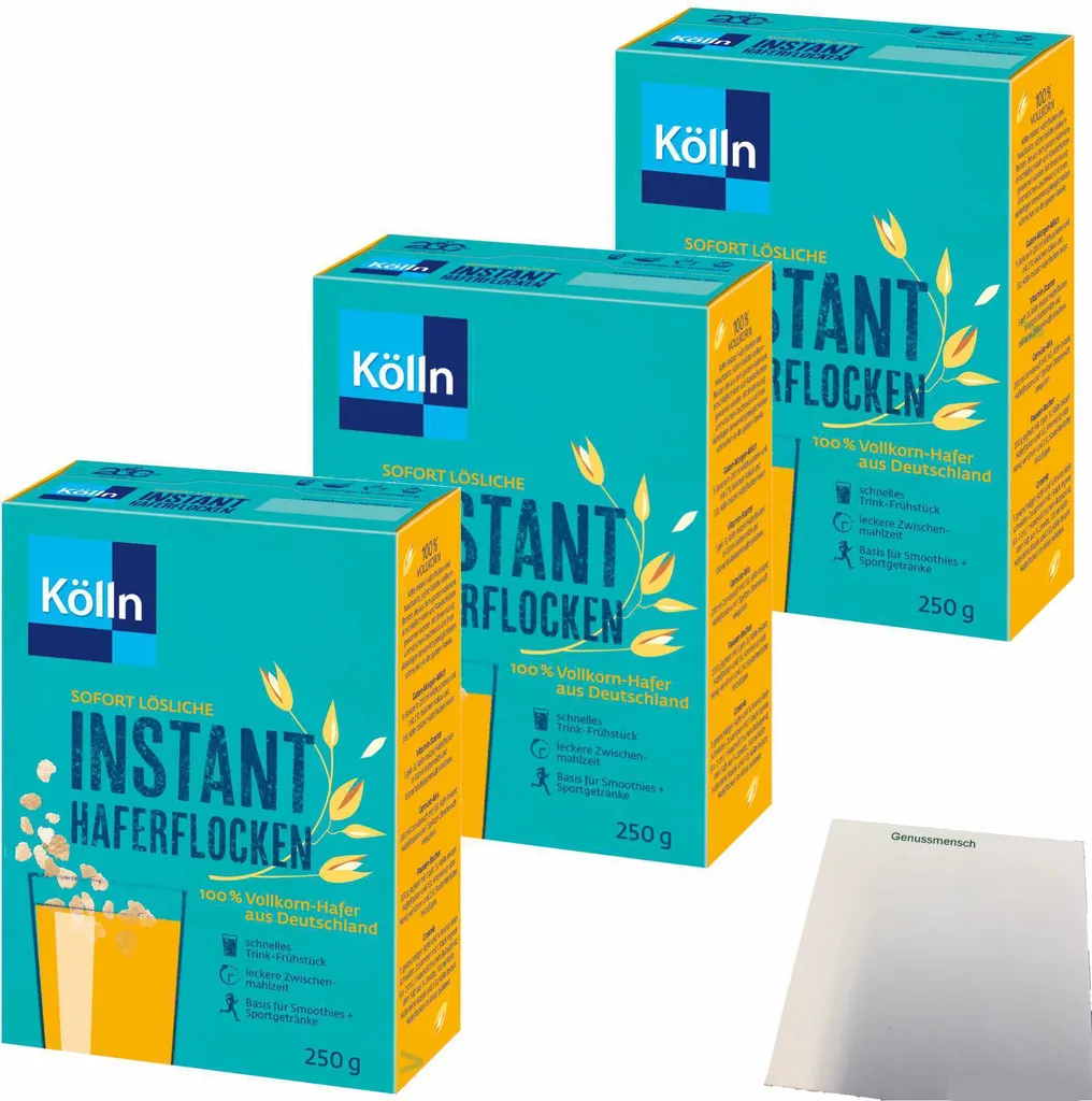 Kölln Instant Oat Flakes 100% Whole Grain 3-pack (3x250g pack) + usy Block