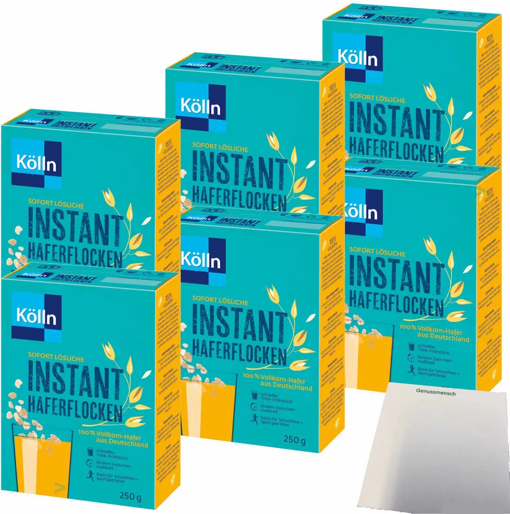 Kölln Instant Oat Flakes 100% Whole Grain 6-pack (6x250g pack) + usy Block