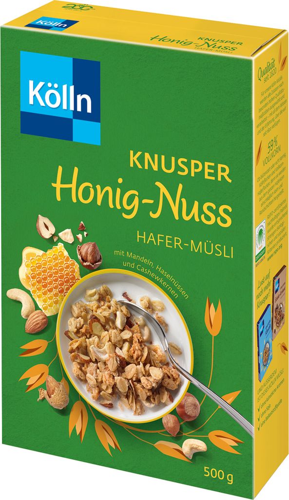 Kölln Crunchy Honey Nut Oat Muesli with a delicious nut mix 500g
