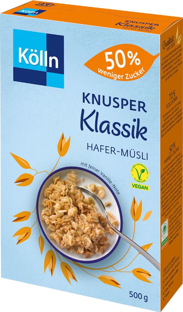 Kölln Knusper Classic Oat Muesli "50% less sugar", 500g