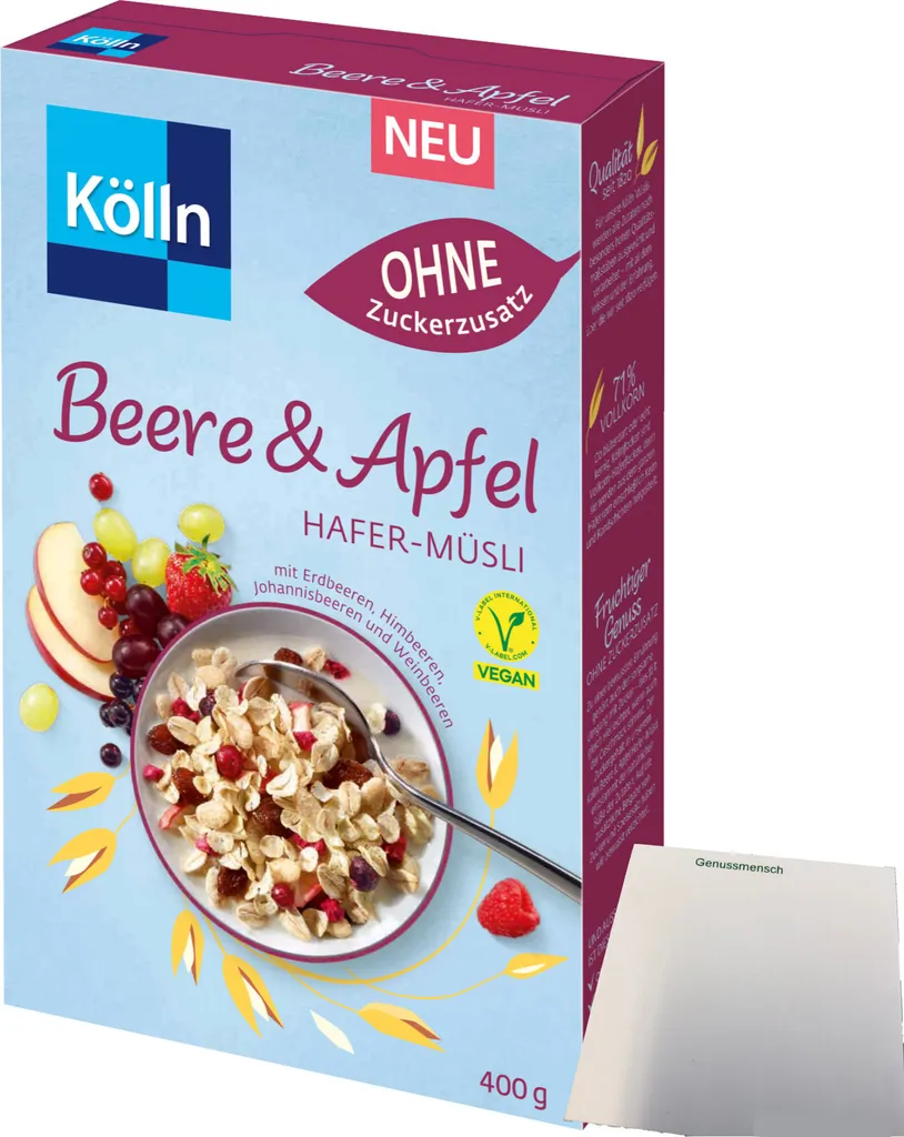 Kölln Muesli Berry-Apple-Oat without added sugar (400g pack) + usy Block
