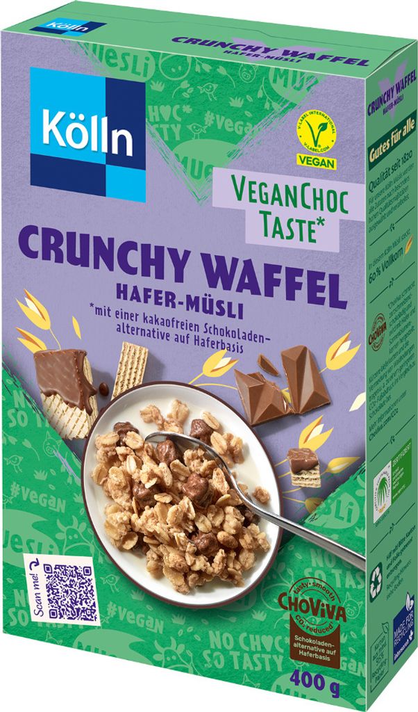 Kölln Crunchy Waffle Oat Muesli VeganChoc Taste, 400g