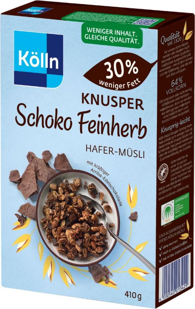 Kölln Crunchy Chocolate Dark Muesli, 8 x 410g
