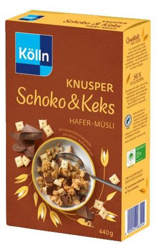 Kölln muesli crunchy chocolate & biscuit, 440g