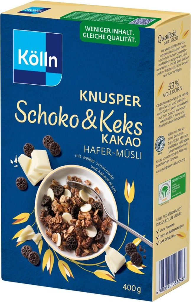 Kölln Crunchy Chocolate & Cookie Cocoa Muesli, 8 x 400g