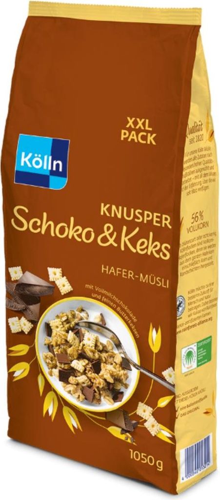 Kölln muesli crunchy chocolate & biscuits, economy pack 1050g