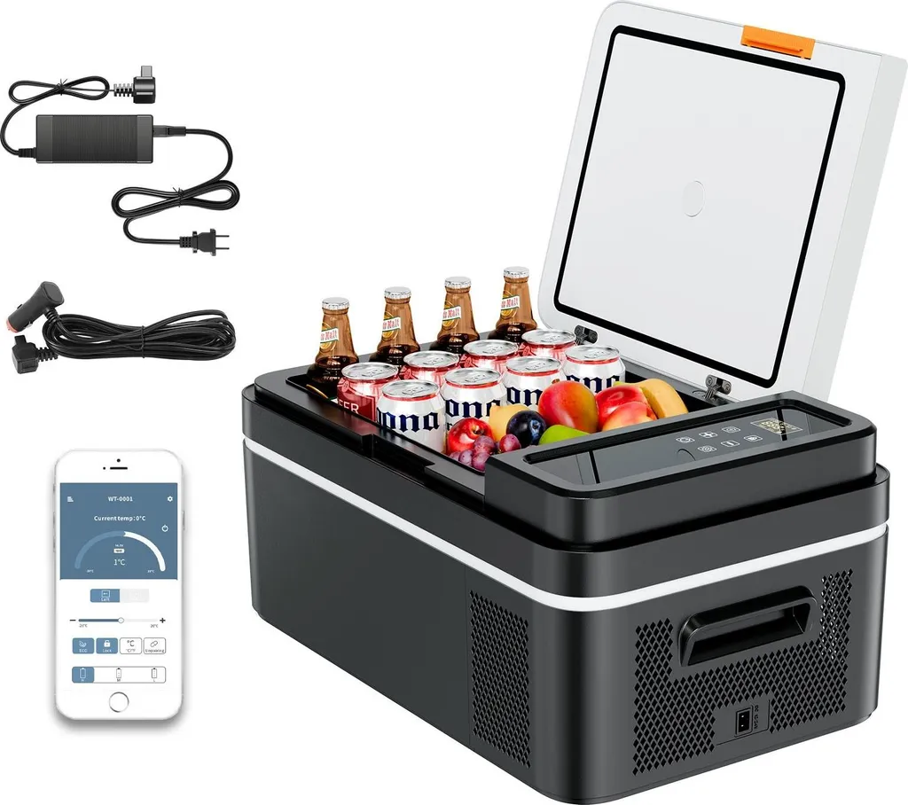 StarTech Compressor Cooler Box - 20L Car Refrigerator Cooler & Freezer Box - 12/24V DC & 100-240V AC - App Control - Portable - For Camping, Trucks, Fishing