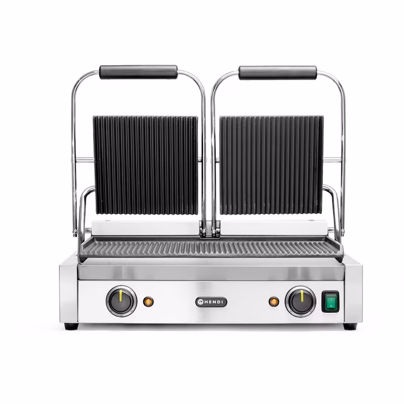 Contact grill – double version, fully ribbed, HENDI, ribbed top and bottom, 230 V/3600 W, 570 x 370 x (H) 210 mm