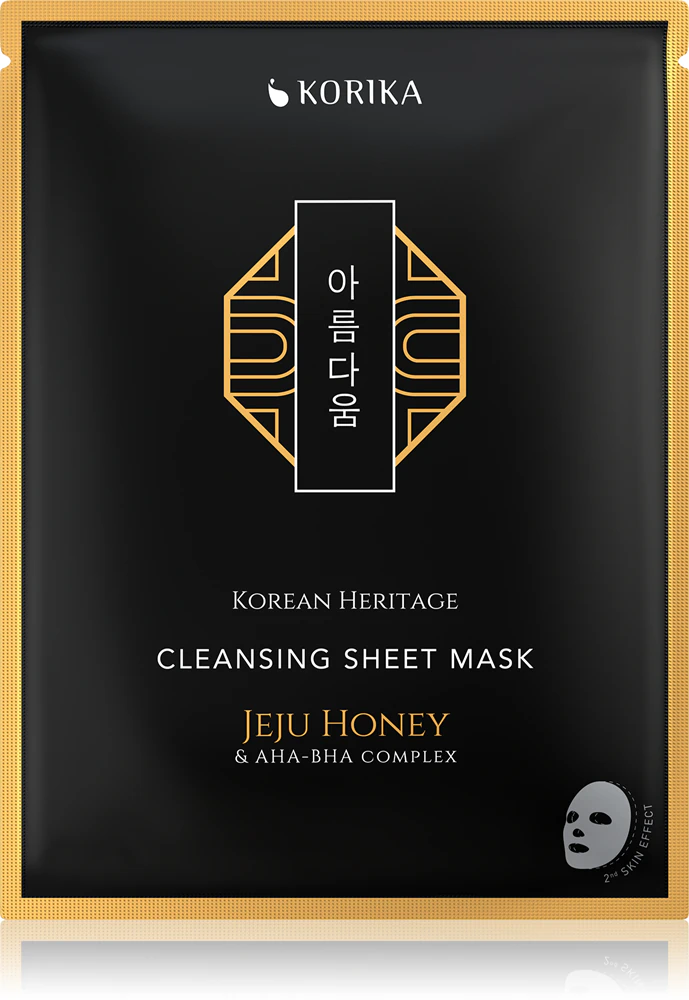 KORIKA Korean Heritage Jeju Honey & AHA-BHA Complex Cleansing Sheet Mask textile mask with cleansing effect