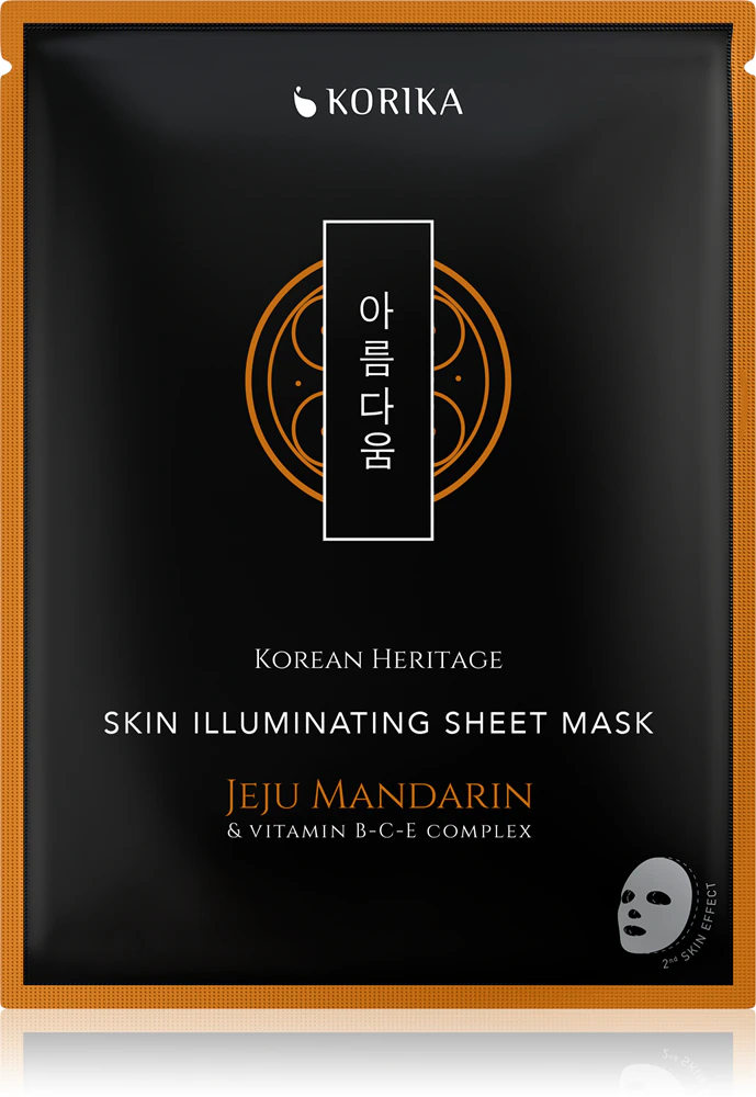 KORIKA Korean Heritage Jeju Mandaring & Vitamin B-C-E Complex Skin Illuminating Sheet Mask Brightening sheet mask