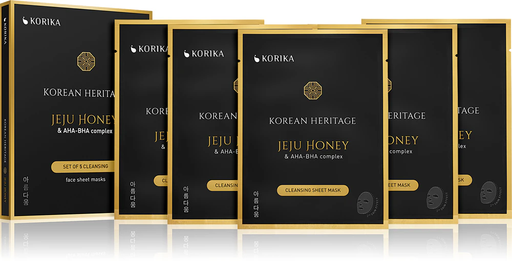 KORIKA Korean Heritage Set of 5 Cleansing Face Sheet Masks Facial mask set at a discounted price to thoroughly cleanse the skin