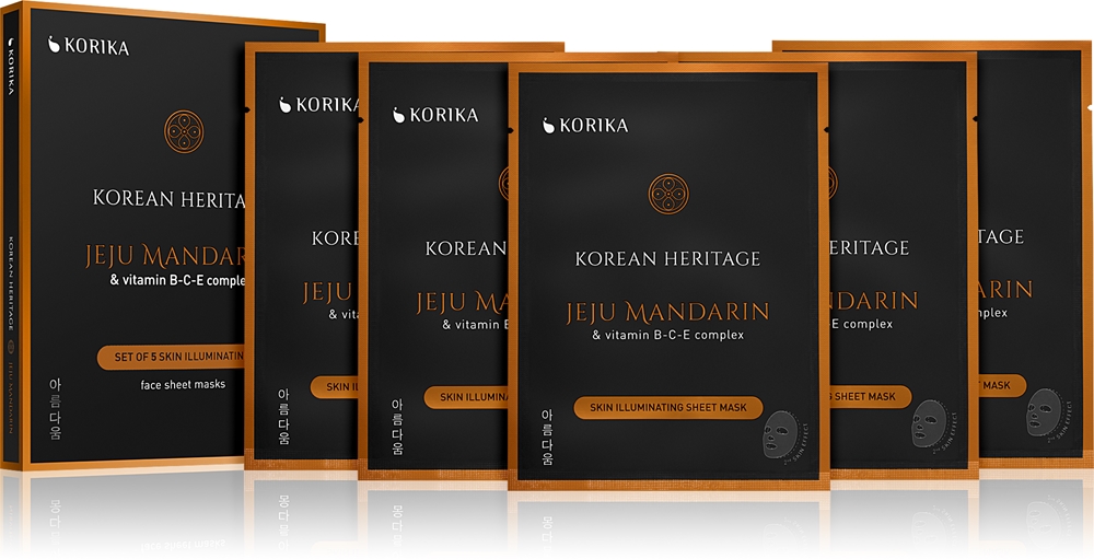 KORIKA Korean Heritage Set of 5 Skin Illuminating Face Sheet Masks Facial mask set at a discounted price to rejuvenate facial skin
