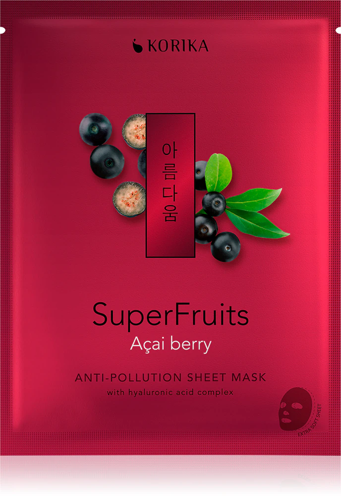 KORIKA SuperFruits Acai Berry - Anti-pollution Sheet Mask Cell layer mask with a purifying effect