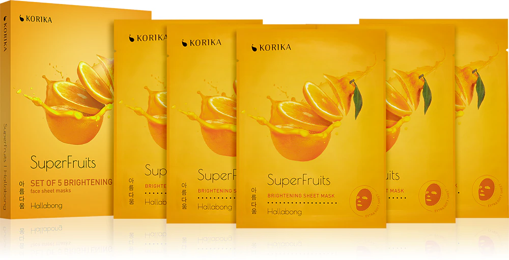 KORIKA SuperFruits Hallabong - Set of 5 Brightening Face Sheet Masks face mask set at a discounted price Hallabong (for rejuvenation of facial skin)