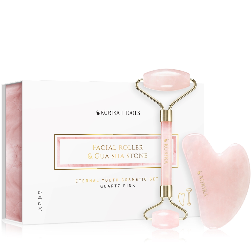 KORIKA Tools Face Roller & Gua Sha massage roller for the face and massage aids Quartz Pink
