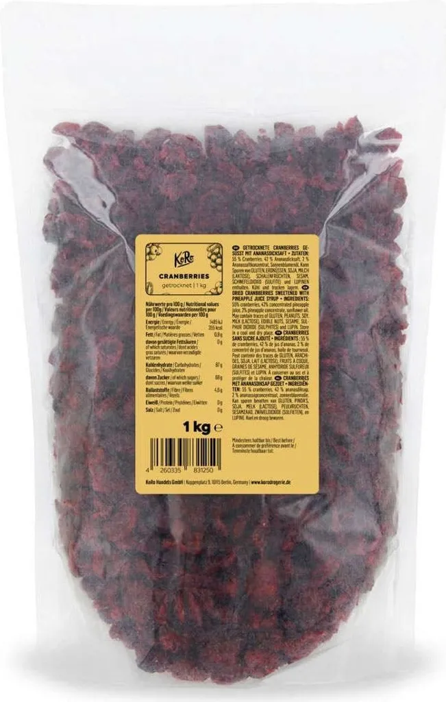 KoRo | Cranberries sweetened with pineapple syrup 1 kg