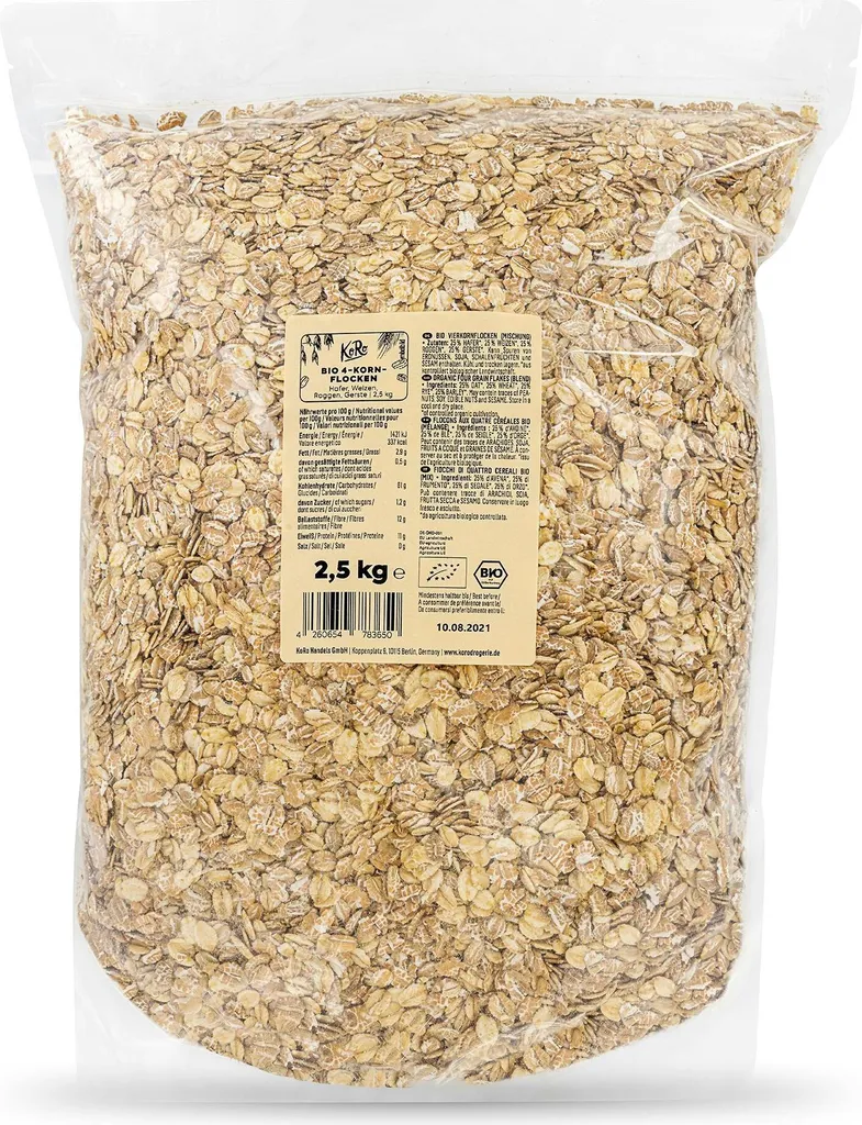 KoRo FLOCKMIX_001, 337 kcal, 1421 kJ, 61 g, 1.2 g, 12 g, 11 g