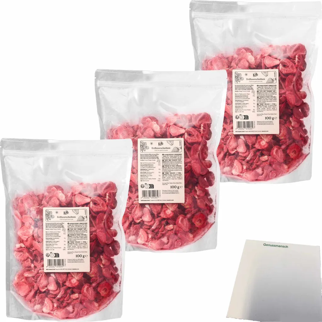 Koro Freeze-dried Strawberry Slices 3x (3x100g pack) + usy Block
