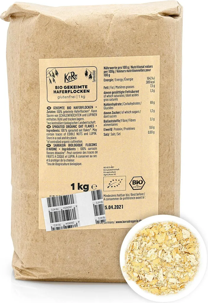 KoRo | Sprouted Fine Leaf Oat Flakes 1 kg