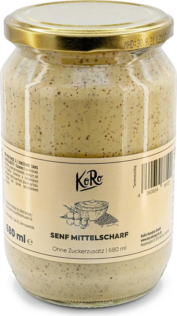 KoRo I Medium-Hot Mustard without Added Sugar 680 ml