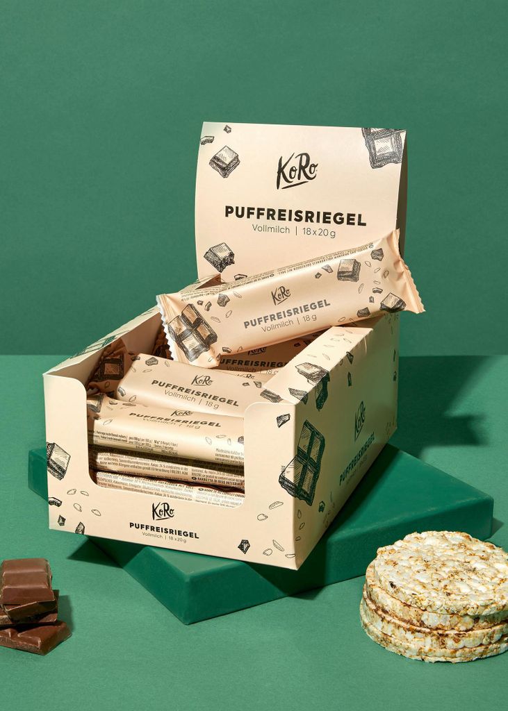 KoRo | Puffed Rice Bars in Milk Chocolate 20 x 18 g