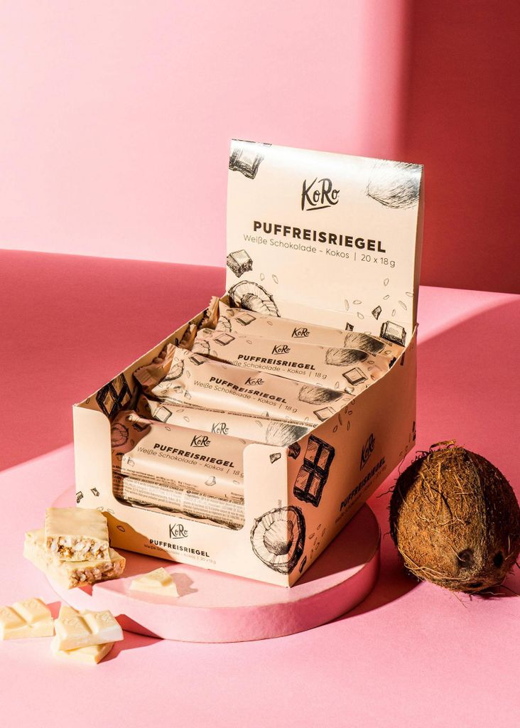 KoRo | Puffed rice bars in white chocolate with coconut 20 x 18 g