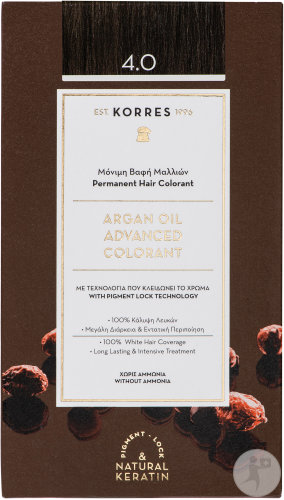Korres Permanent Hair Color Argan Oil 4.0 Brown 1 Kit