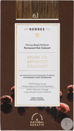 Korres Permanent Hair Color Argan Oil 6.1 Ash Dark Blonde 1 Kit