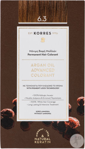 Korres Permanent Hair Color Argan Oil 6.3 Honey Dark Blonde 1 Kit
