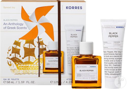 Korres Set Black Pepper Eau De Toilette 50ml & Aftershave Balm 125ml