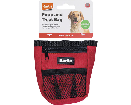 Excrement and snack bag Karlie nylon 8 x 4 x 10 cm red