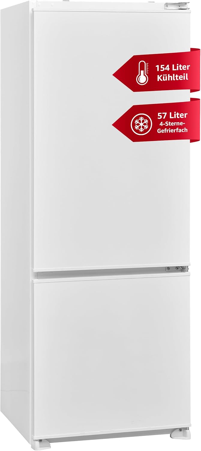 TELEFUNKEN Built-In Fridge-Freezer Combination, Built-in Fridge with Freezer Compartment (4 Stars), 144 cm Recess | 211 Litres Total Net Capacity, Towing Door, Less Frost, Temperature Control, C-EKG-144-ST-E