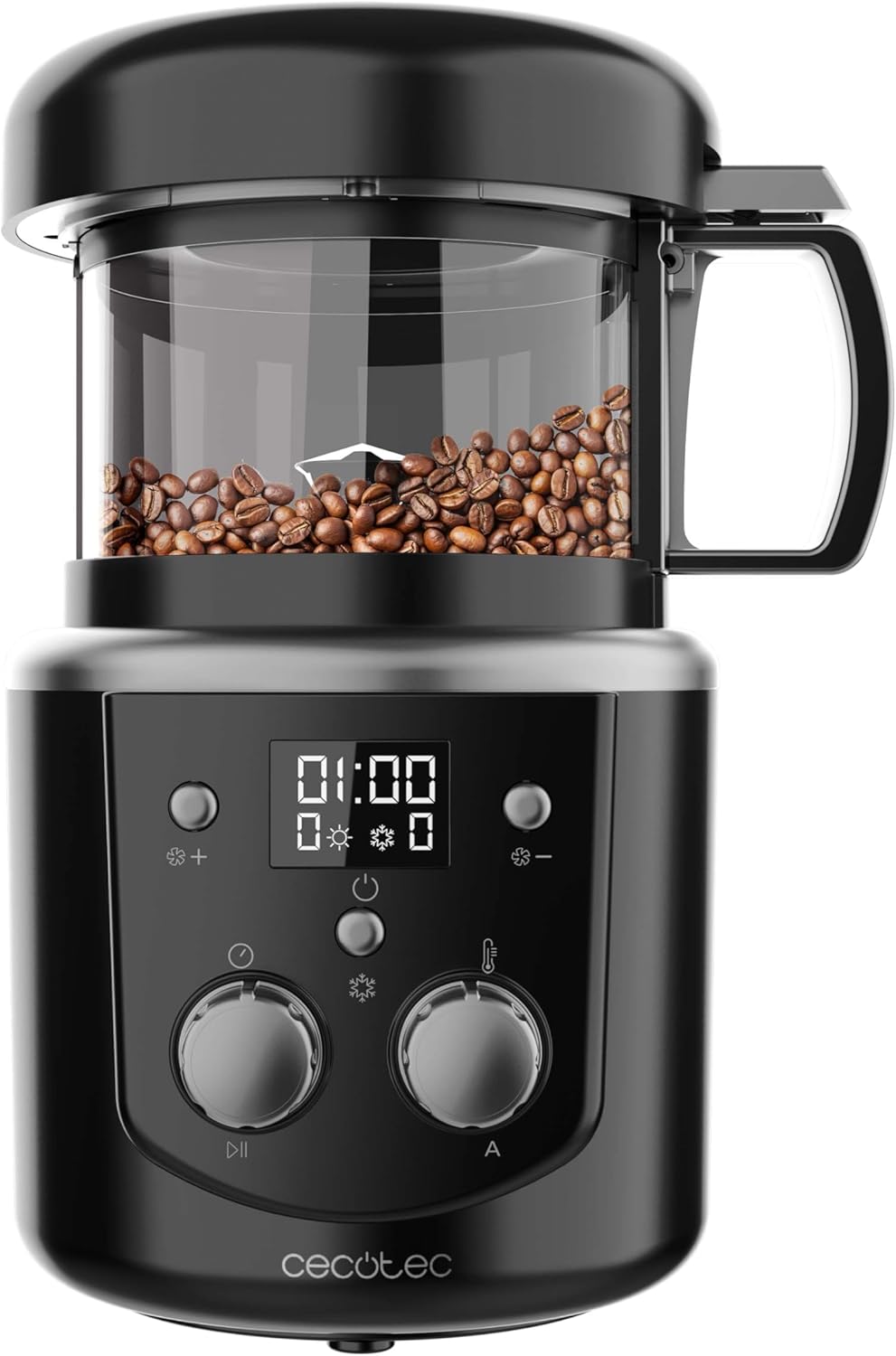 Cecotec Electric Coffee Bean Drum Roaster Booster 1400 W, Coffee Accessories, Automatic or Manual Roasting, Even Roasting, Capacity of 100-150 g, Adjustable Time from 8-15 Minutes