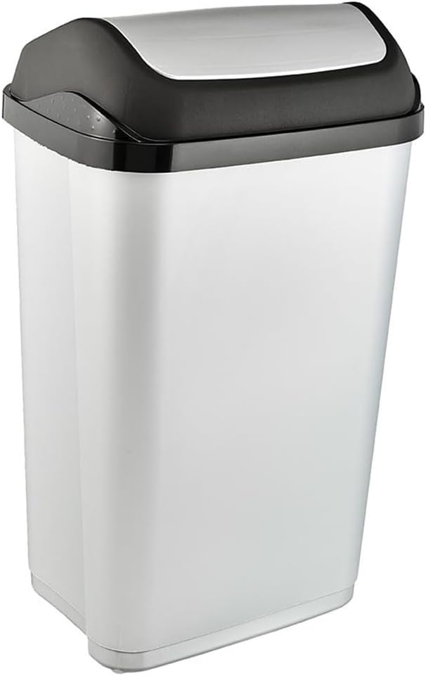 Large 50L silver Swing-Bin rubbish bin, available in 3 sizes and 2 colours