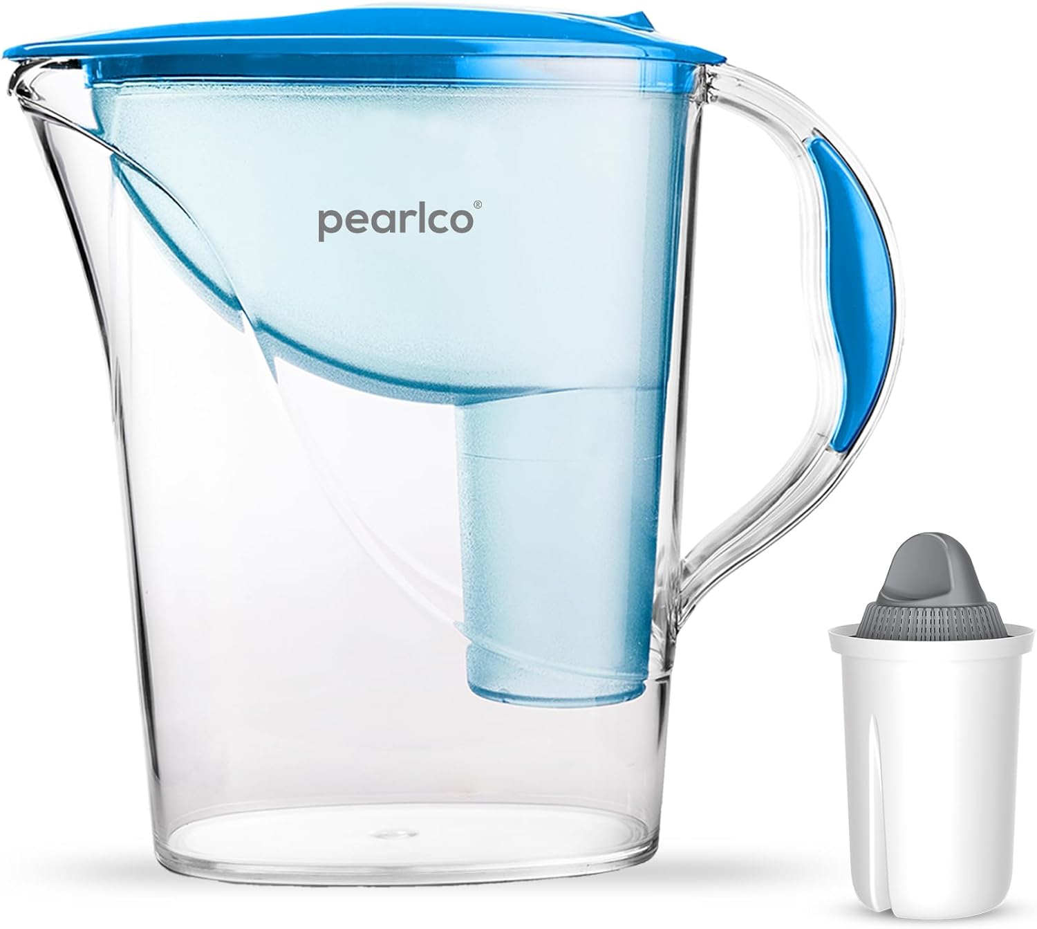 PearlCo - Standard water filter (blue) with 1 Protect+ classic filter cartridge (for hard water) - fits Brita Classic