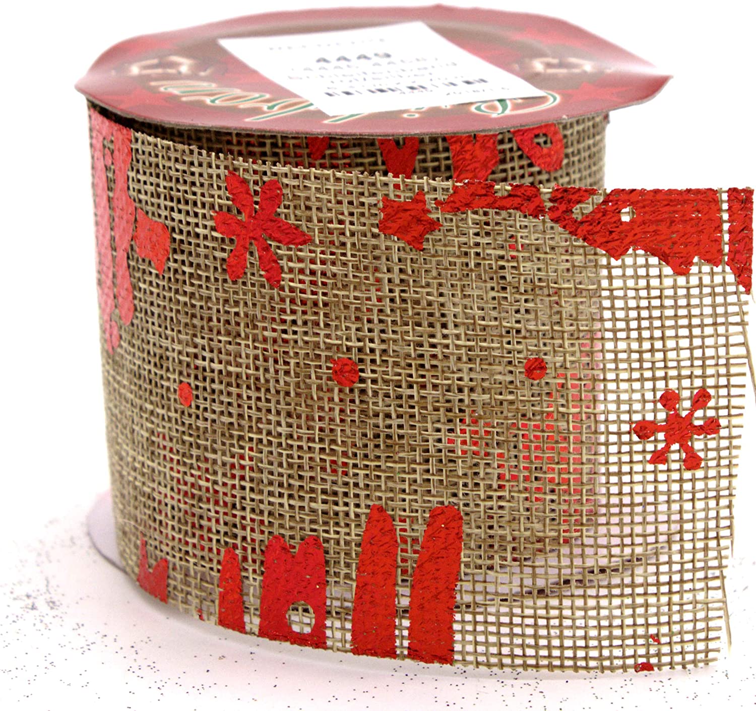 Daro Deko Jute Ribbon 6 Cm X 2.7 M With White Or Red Patterns-1 Piece Or 3 