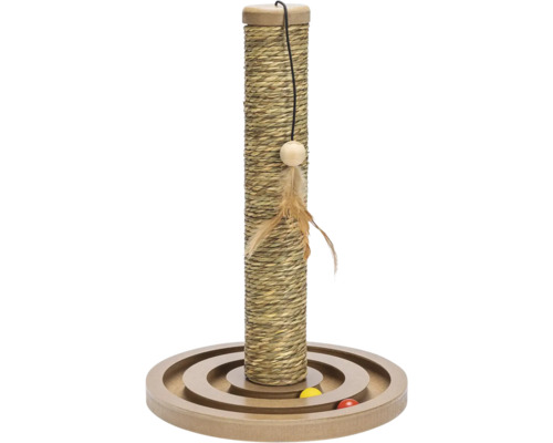 Karlie Brigitte wooden scratching post, seagrass with toys 30 x 44 x 44 cm beige