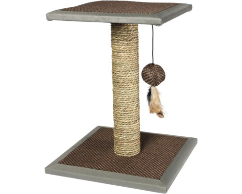 Karlie Segra wood scratching post, seagrass with toys 35 x 44 x 35 cm brown