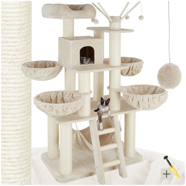 Tectake Gismo cat tree 195 cm including stairs, 4 play balls and anti-tip device