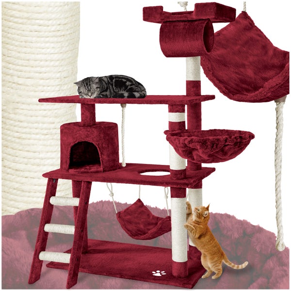 Scratching post tectake Marcel 141 cm including stairs, play rope and anti-tip device