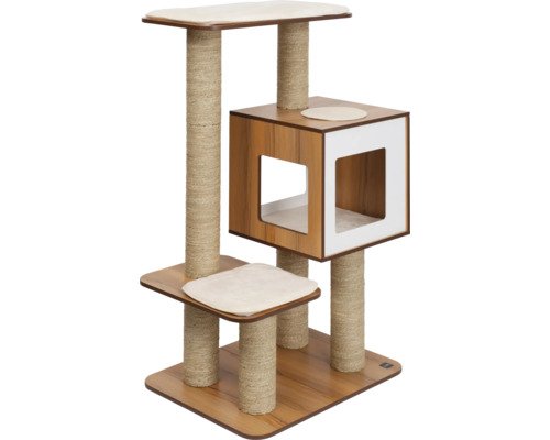 Catit Vesper Vesper High Base Giant scratching post, walnut scratching post with 4 levels also for large cats approx. 136 x 89 x 64 cm