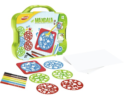 Creative set Mandala for drawing and coloring in a suitcase