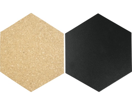 Securit Chalkboard & cork pinboard in the shape of hexagon, 7 pieces including pins & chalk pen