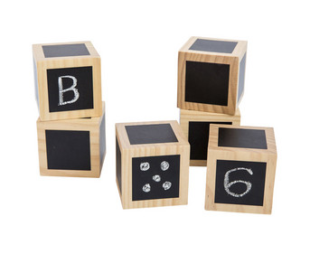 Wooden chalk cubes, 6 pieces