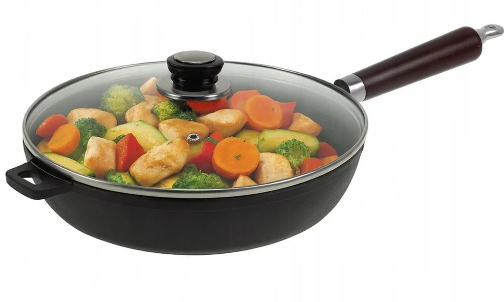 Edenberg KRISBERG Cast Iron Frying Pan – Ø 30 x 6.5 cm – Suitable for Induction Cooktops – Wooden Handle