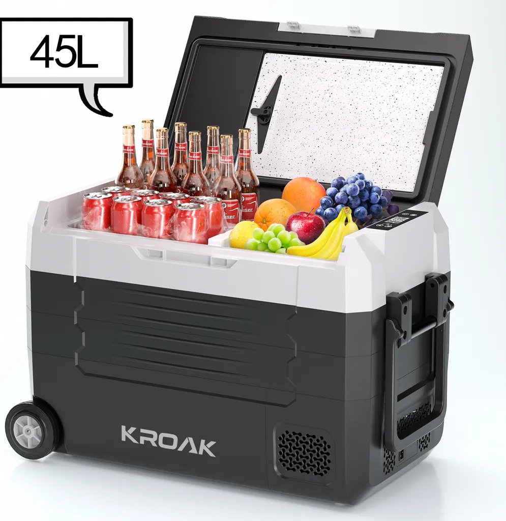 INSMA KROAK 45 Liter Cooler Box 12V Portable Mini Fridge Electric Freezer Small Freezer for Car Camping with Wheels and Handle