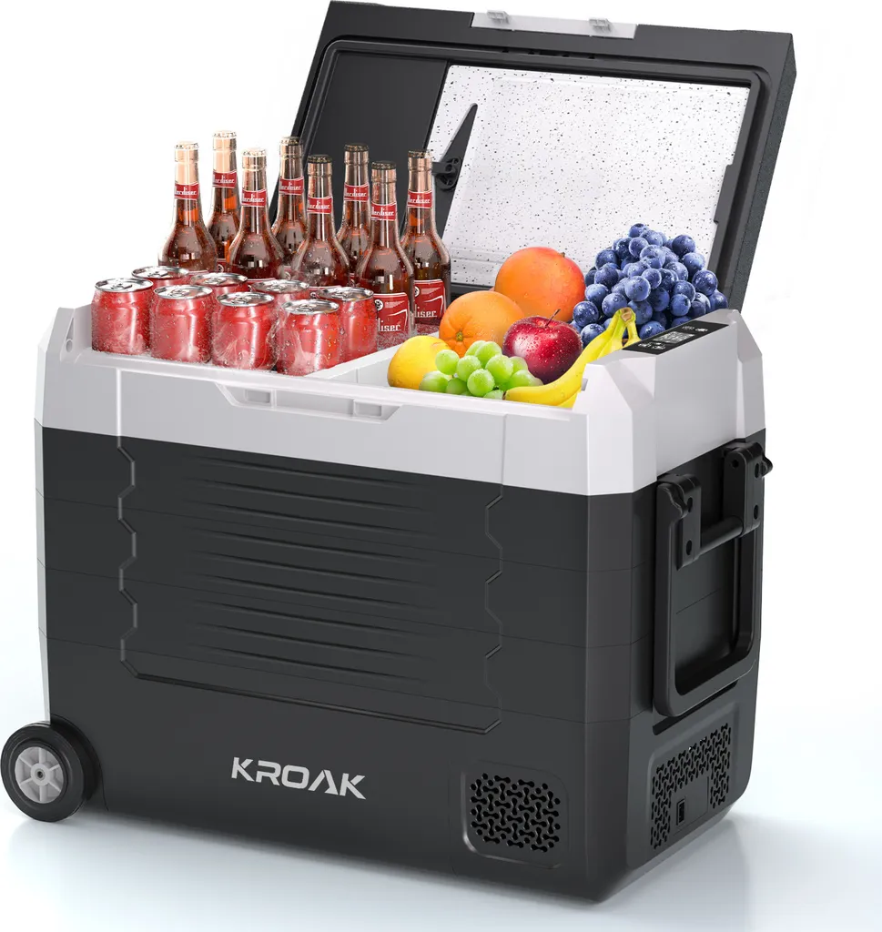 INSMA KROAK 55 Liter Cooler Box 12V 24V Portable Mini Fridge Electric Freezer Small Freezer for Car Camping with Wheels and Handle