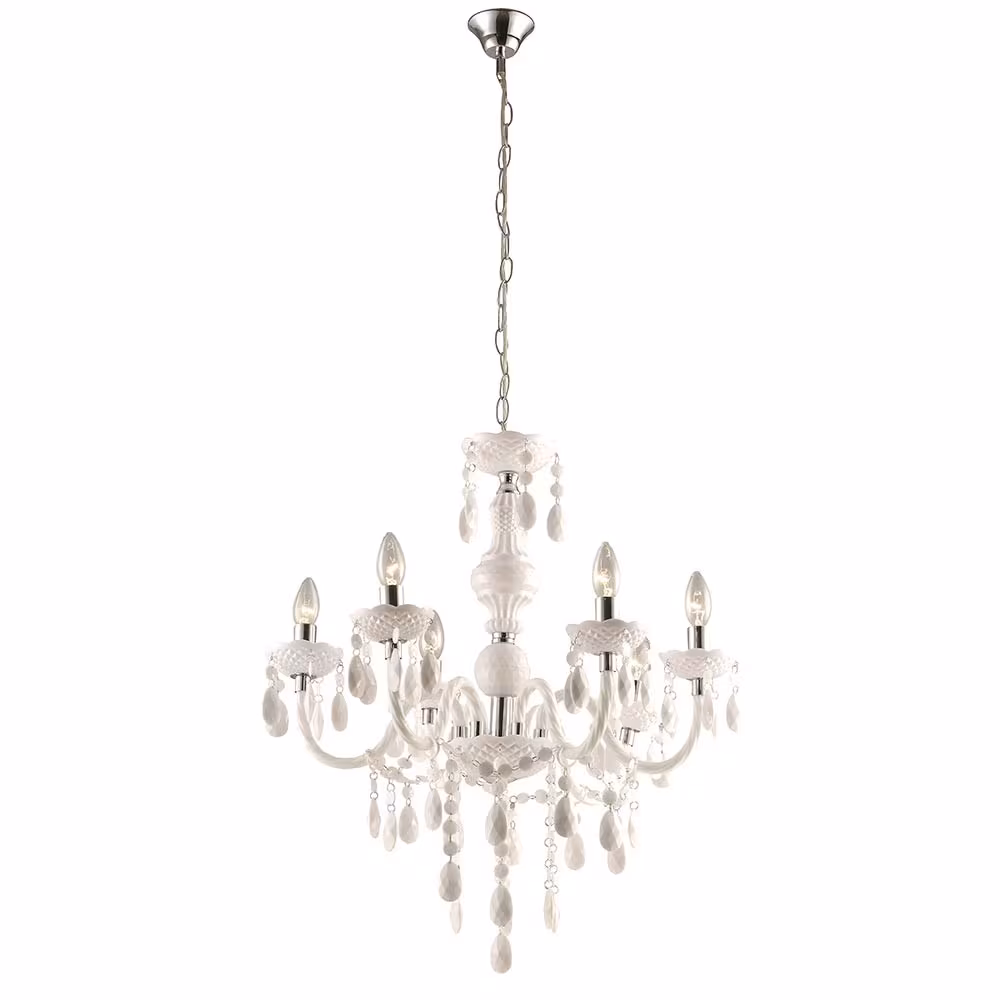 Acrylic chandelier, white, 6-light