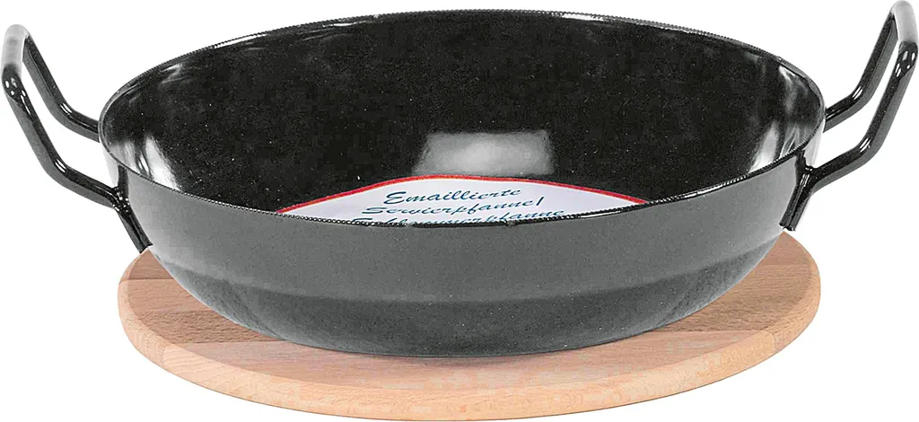 Karl Krueger Krüger Gourmet Pan with Wooden Plate, Steel Coated, 20cm